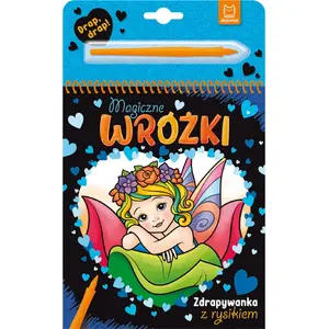 Aksjomat skrāpējamā grāmata 'Magiczne wróżki' ar rīku — bērnu radošā skrāpējgrāmata