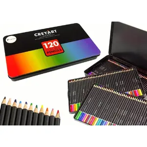 Colored Pencil Set LEANToys 120 pieces in Metal Tin – art pencils, assorted colors