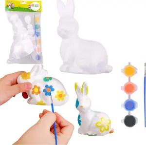 Krāsošanas komplekts polistirola rotājumiem LEANToys 21360 — krāsas un ota zaķa izstrādājumiem