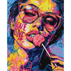 Paint-by-numbers kit Ideyka — 'Girl with Candy' (canvas set, numbered design, acrylic paints included)