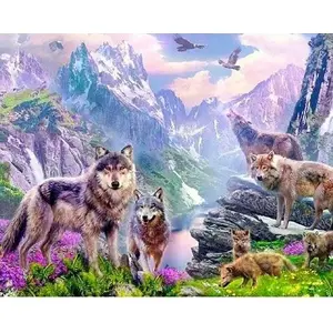 Diamond Painting Kit Norimpex Mozaika 5D Wolves 40x30 cm