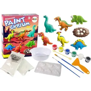 LEANToys DIY Plaster Casting and Painting Set — Dinosaurs, craft kit for molding and painting