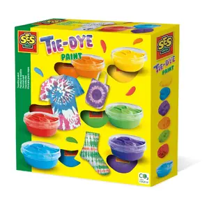 Tekstila krāsu komplekts SES Tie-dye 6 krāsas (šķidras) audumiem, 5–12 gadi