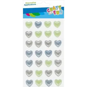 Decorative Pearl Embellishments Craft with Fun CF747 — 28 pcs, heart shapes, white/ivory