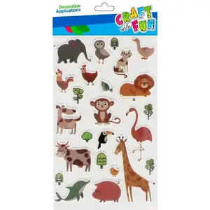 Craft with Fun sticker set CF733 — animal stickers, sheet size 100 x 185 mm, pack B/C