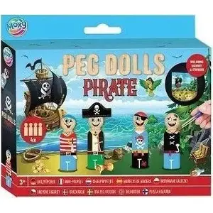 Wooden Pirate Figures Painting Set, small foot — DIY wooden dolls for painting