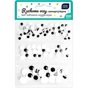 Self-adhesive Craft Googly Eyes INTERDRUK 100 pcs – round movable eyes for crafts and decorations