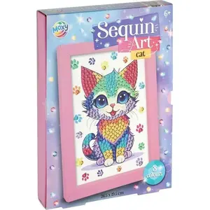 Sequin picture with frame 'Kot' by ty — decorative framed sequin art panel