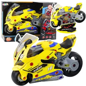 Children's 2-in-1 DIY Workshop Motorcycle LEANToys model 43 cm, yellow, lights, sounds, smoke effects