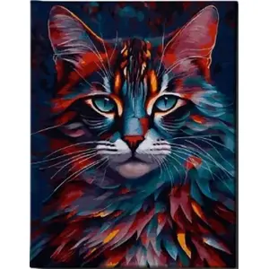 Mosaic kit Norimpex Diamentowa mozaika Kot kolorowy 30x40 cm - decorative diamond mosaic panel