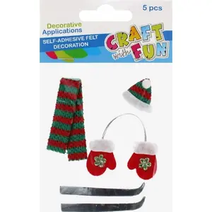 Dekoratīvas filca rotas Craft with Fun CFBN384 — 5 gab., ziemas motīvs