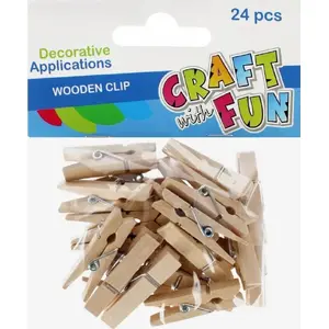 Craft with Fun wooden decorative clothespins set, model CF718, 24 pieces, 3.5 cm