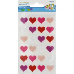 Felt Decorations Set Craft with Fun CF739 — heart shapes, assorted colors, 24 pcs (retail) / 288 pcs (bulk)