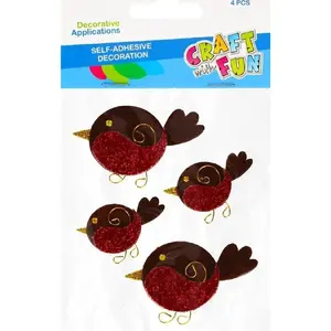 Craft with Fun decorative bird ornaments set CFBN273 — 4 pcs, craft embellishments