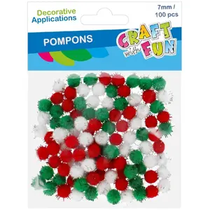 Decorative Pompon Ornaments Craft with Fun CF788 – 100 pcs, 7 mm, 3 colors