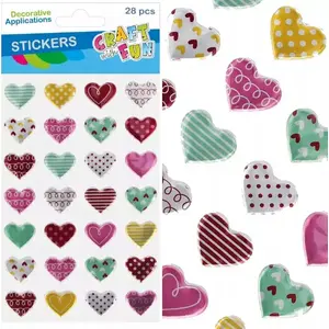 Craft with Fun decorative metal-effect heart stickers set, 28 pieces (CF780)