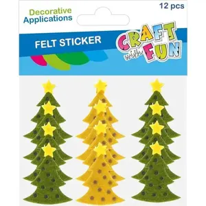Christmas felt ornament set Craft with Fun CFBN450 — 12 pieces, 2 colors, tree shapes