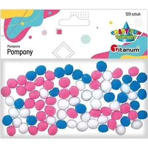 Pompons (polyester) 10 mm, mix colors, 120 pcs — Titanum