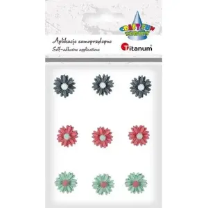 Adhesive Resin Daisy Embellishments Titanum Kwiatki 9 pcs mix