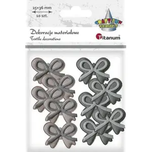 Fabric bow ornament Titanum 35×27 mm, mixed colors, pack of 10