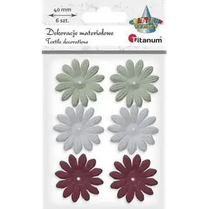 Fabric 3D Flowers 40 mm mix, pack of 6, Titanum (MPN 405359)