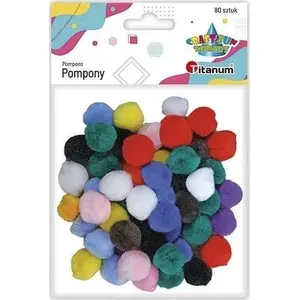 Pom-poms (15 mm), Titanum, acrylic craft pompons, mix of colors, 80 pieces