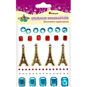 Titanum 3D Crystal Stickers — decorative nail art embellishments, sheet of assorted rhinestones