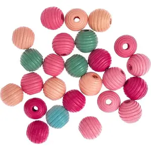 Wooden milled beads 15 mm 25 pcs, Shan