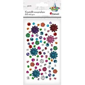 Self-adhesive decorative crystals Titanum, pack of 90 mixed sizes and colors
