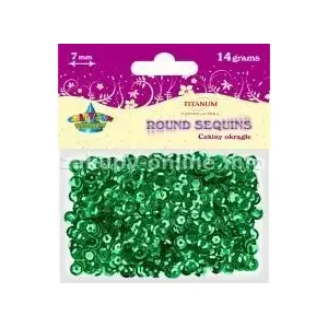 Sequins, Titanum round metallic green 7 mm, 14 g pack (TITA0043)