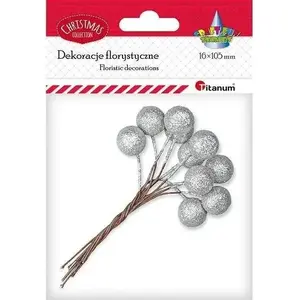 Titanum piercing barbell with 15 mm silver glitter ball, 10 pcs