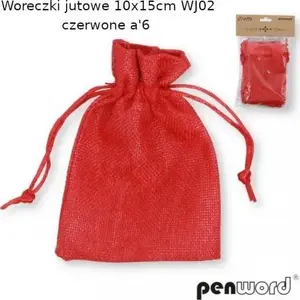 Penword jute bags 10×15 cm WJ-02 red for small items, A6 size