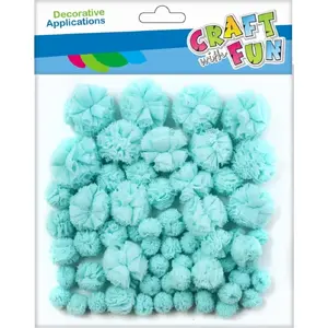 Декоративные тканевые помпоны Craft with Fun, набор 60 шт., синий микс