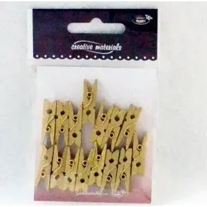 Decorative Mini Cloth Pegs Kacperek 25 mm, gold finish, pack of 15