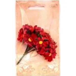 Fabric daisies red 2 cm, pack of 12 — Creality decorative flowers