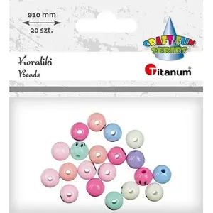 TEKA round plastic beads with face 20 pcs – craft and decoration beads set