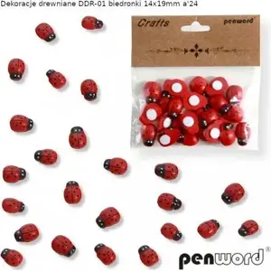 Wooden Decorations Penword DDR-01 Ladybugs 14×19 mm, pack of 24