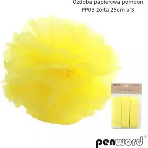Paper Pompon 25 cm, Polsirhurt, yellow — decorative tissue paper flower