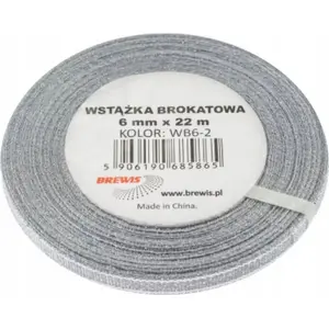 Decorative holiday ribbon TEKA glitter silver 6 mm x 22 m