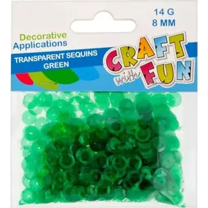 Craft with Fun transparent sequin button 8 mm green, pack 40/400