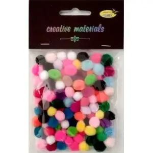 Pom-poms, Titanum mix colors 10 mm, acrylic, 100 pcs