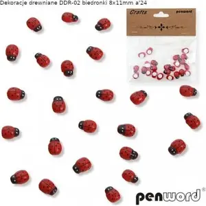Wooden Decorative Buttons Penword DEKORACJE DREWNIANE DDR-02 Ladybugs 8×11 mm set 24