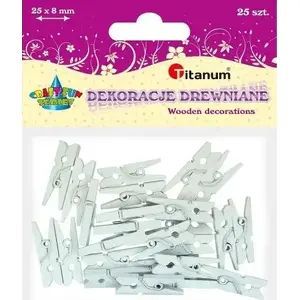 Wooden Clothespins Titanum 25 pcs — white, pack of 25, natural wood construction