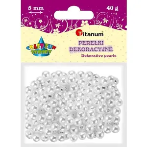 Bead strands Titanum 5 mm white pearl beads with hole, 40 g (crafting supplies)