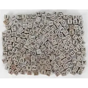Beads FANDY Koraliki ABC — silver letter spacer beads 6 mm, 30 g pack