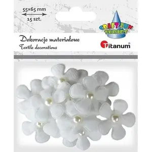 Fabric Decorative Flowers 3D with Pearl White 15 pcs — Titanum