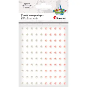 Pašlīmējošas pērlītes 5 mm, 100 gab., baltas un bāli rozā — CreativeHobby