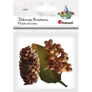 Titanum decorative artificial berry spray with leaf, yellow berries, 1 pc
