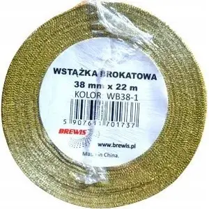 Decorative Christmas ribbon BREWIS glitter gold 38 mm x 22 m