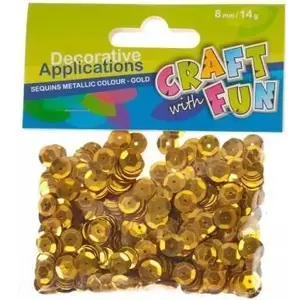 Sequins (metallic rings) 8 mm, gold — Craft with Fun 231683
